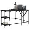 VidaXL Bureau, Table d'Ordinateur avec Étagères, Bureau d'Ordinateur avec Pieds, Table d'Écriture Chambre, Industriel, Noir 837587