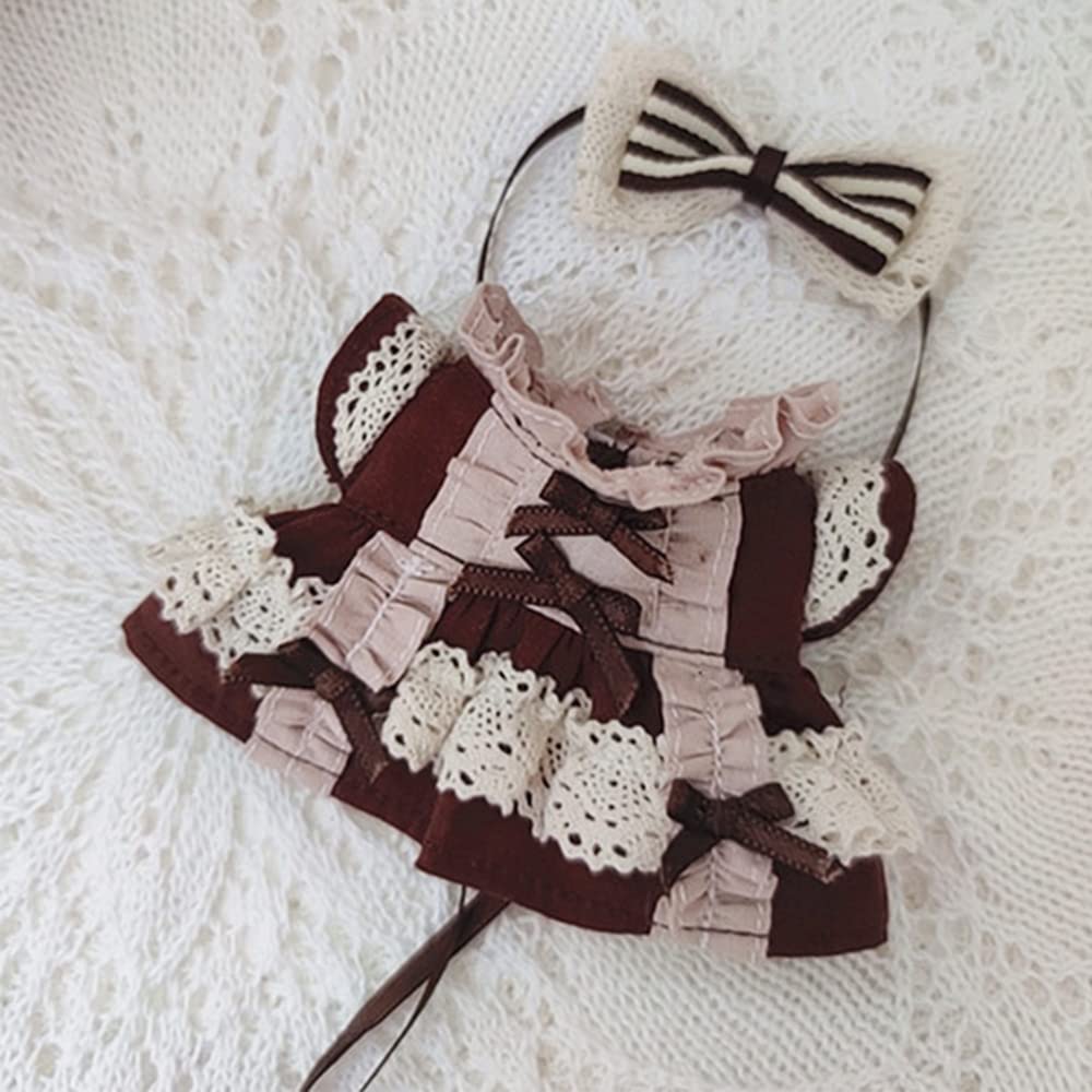 niannyyhouse 10cm Plush Toy Clothes Coffee Lace Dress Cotton Doll Dress