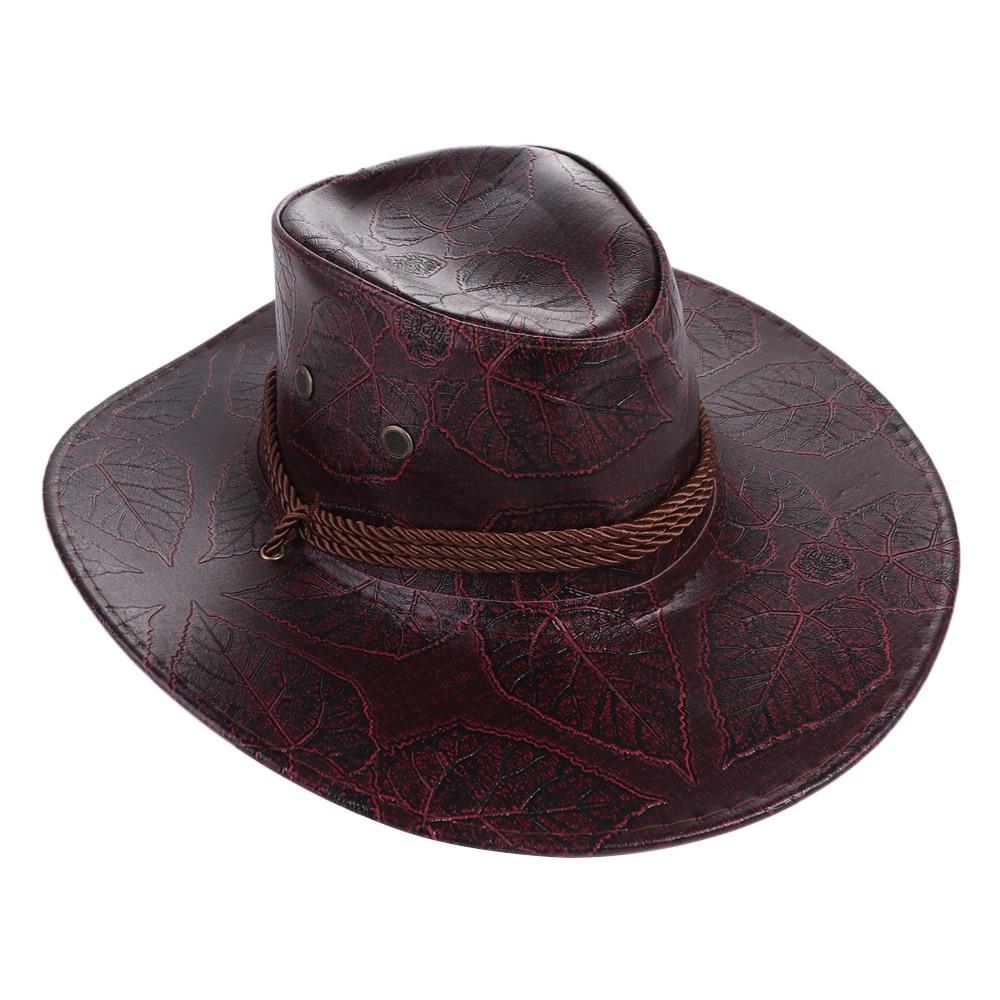 Elegant Cycling Caps Knight Hat Sun Protection Caps Climbing Hats Sunscreen Caps Western Cowboy Hats PU Leather Summer Sun Hats