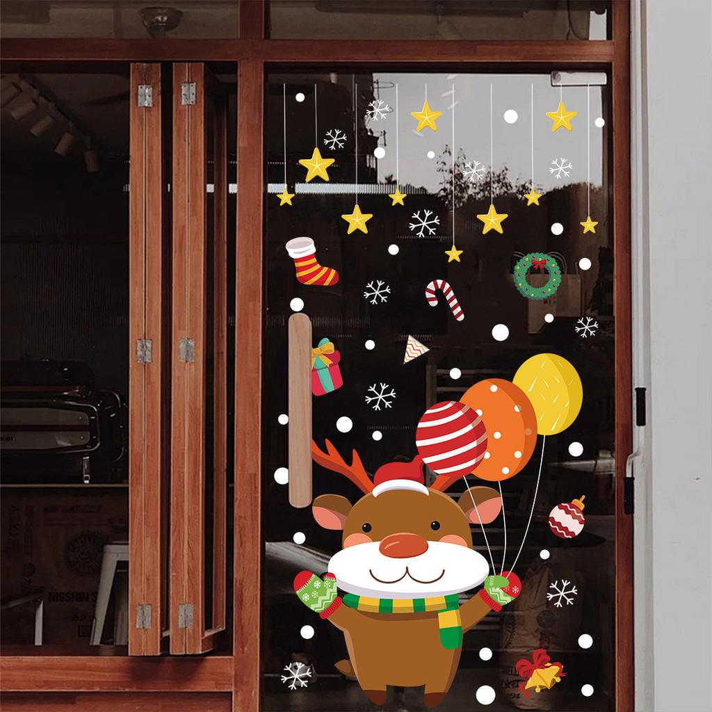 Christmas Decoration Static Stickers for Santa Claus Balloons for Shopping Malls and Stores' Windows, Glass Door Stickers