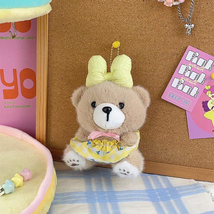 Cartoon Plush Bow Bear Doll Schoolbag Pendant Bag Hanging Ornaments for Couples and Girlfriends Dolls Gifts