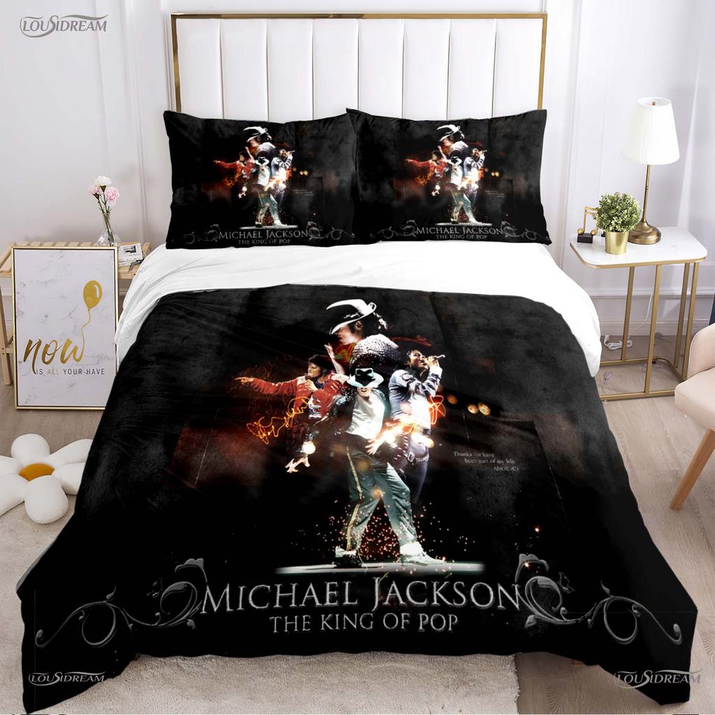 Michael Jackson Casal Ganzjahres-Bettwäscheset mit weichem Bettbezug und Kissenbezügen, erhältlich für Jungen in den Größen Einzel-/Doppel-/Queen-/Kingsize.