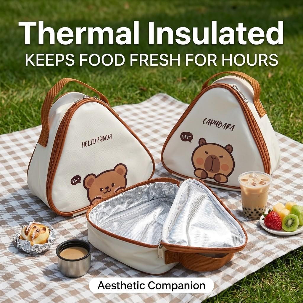 Mini Cartoon Thermal Bento Box Bag For Students Portable Waterproof Oxford Insulated Lunch Bag Outdoor Picnic Bag Cooler Bag
