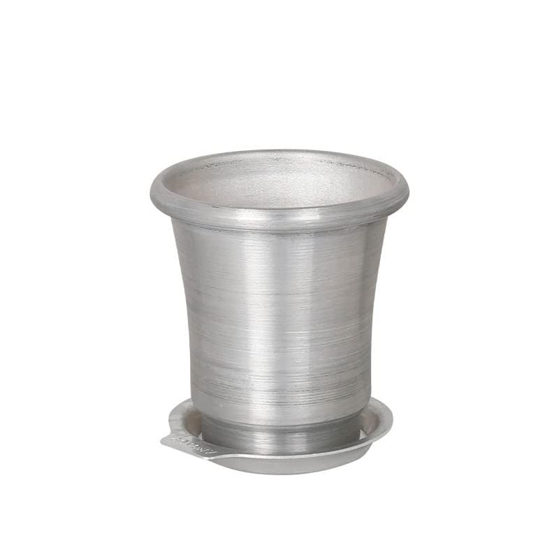 Dulton Aluminum Pot S with Saucer BOTANY Pot Planter with Saucer and Drain Hole Height 112mm Diameter 105mm No. 3.5 NB-0462S