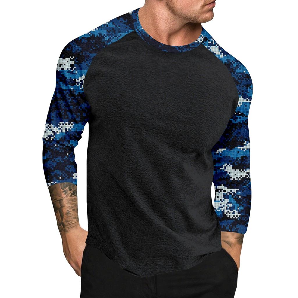 Camouflage Style Printed Raglan Sleeves Men's Short Sleeved Top