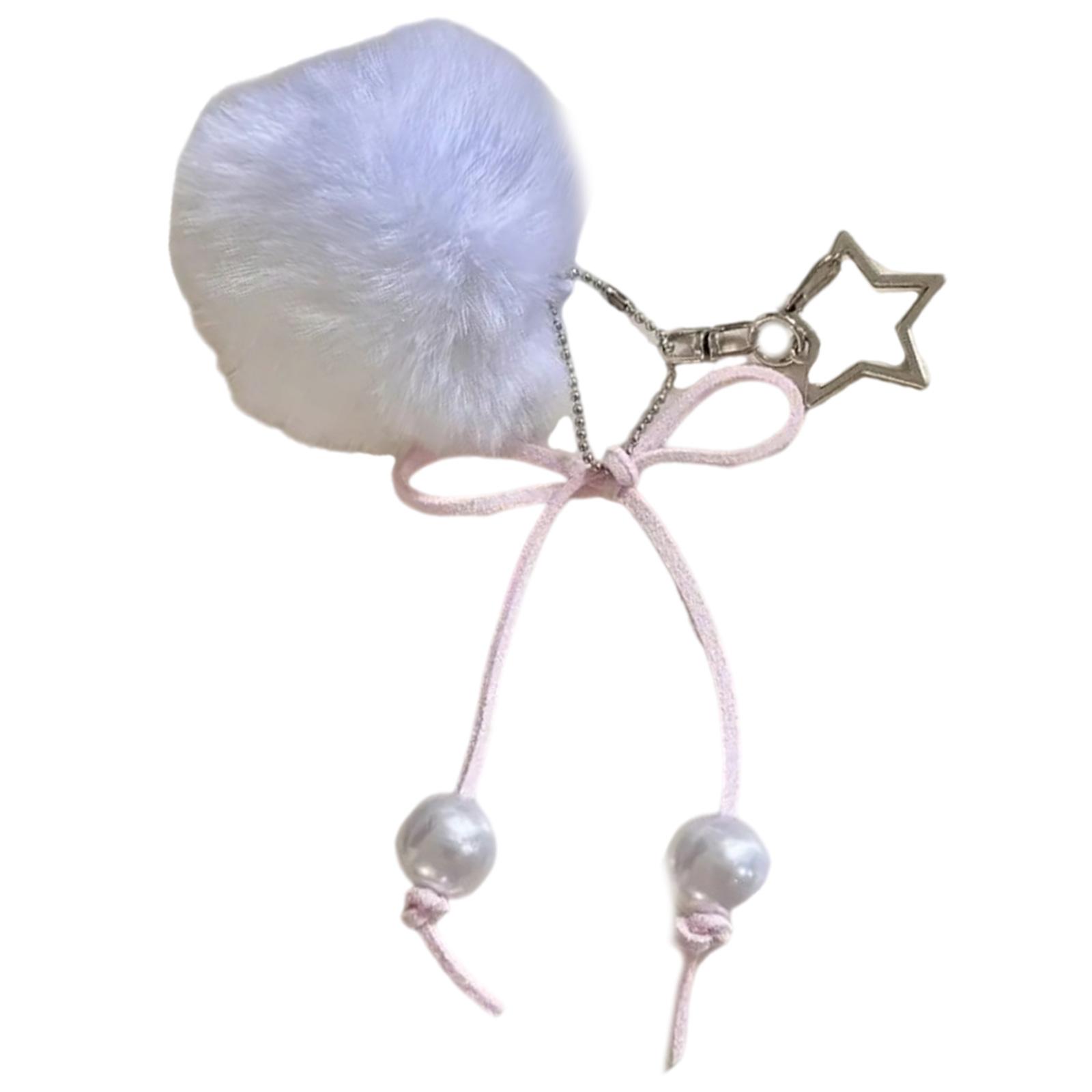 

Подвеска для телефона с белыми помпонами и бантом, ручная работа, кулон в виде галстука-бабочки, модный аксессуар для мобильного телефона для женщин и девочек 1