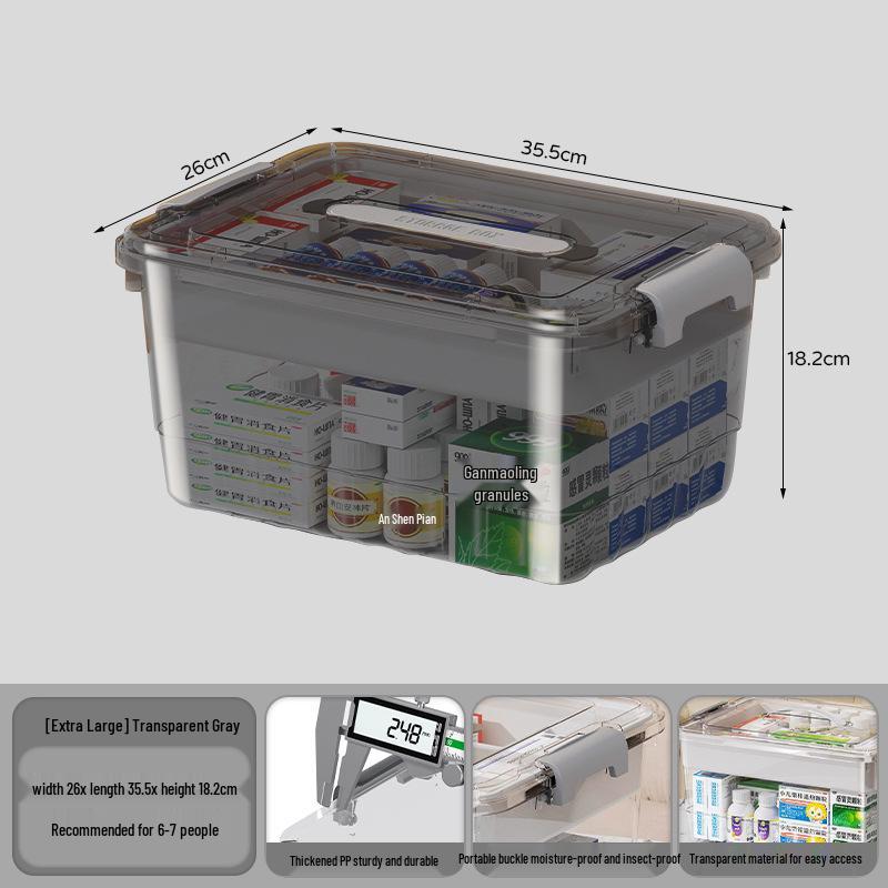 Compact Multi-layer Transparent Medicine Organizer with Large Capacity