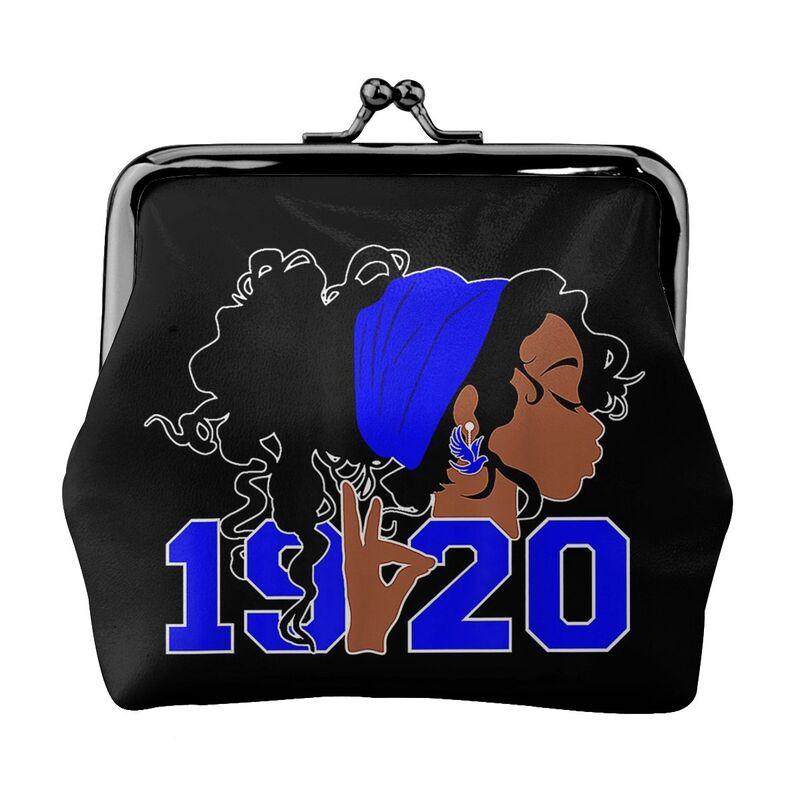 Zeta Phi Beta 1920 Print Leather Coin Purse Small Kiss-Lock Change Pouch Clasp Closure Buckle Wallet for Women Girls