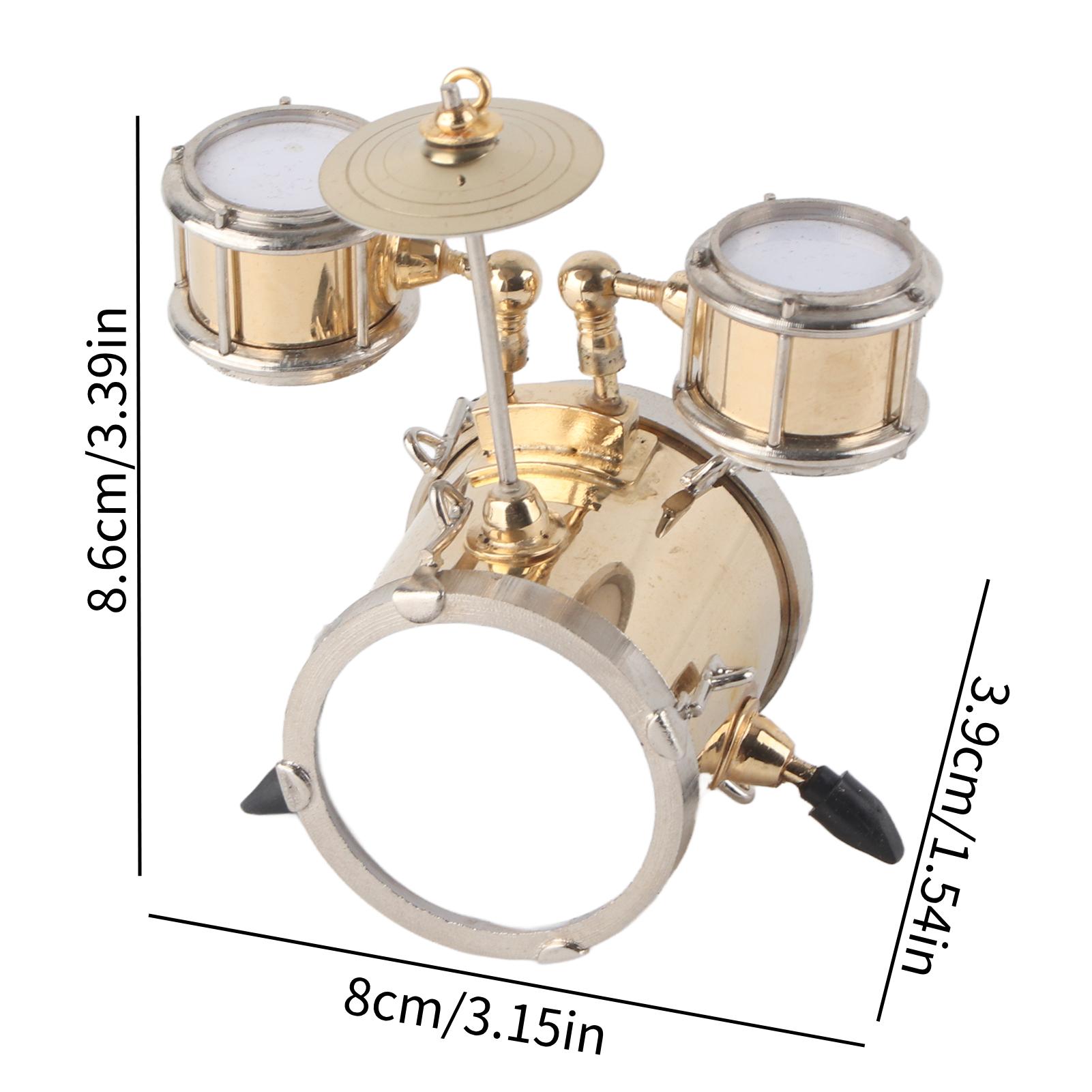 

Miniature Drum Model Set Brass Musical Instrument Ornament Mini Drum Replica Desktop Decoration Crafts with Gift Box