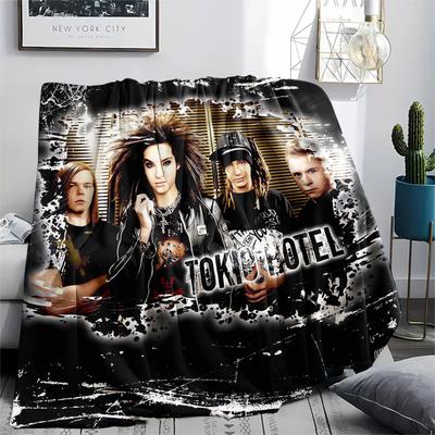 1Pc TH Band Print Flannel Blanket, High Quality Comfortable for All Seasons, Home Decor, Warmth and Comfort, Perfect for Christmas Gifts