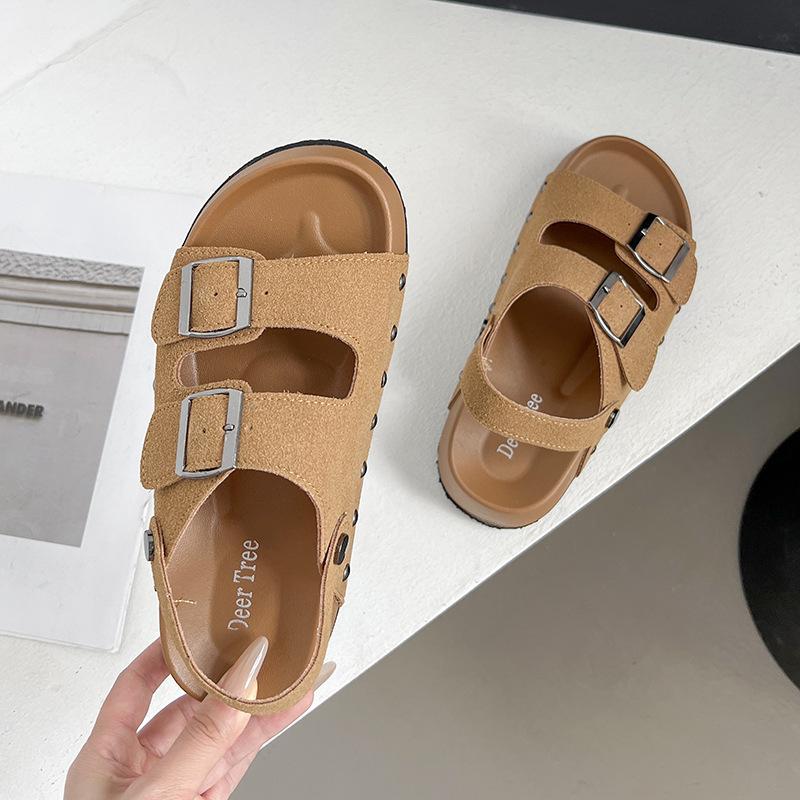

Casual retro platform slippers women s 2025 summer new outer wear fashionable versatile one-word drag Bokensha sandals 40 жёлтый
