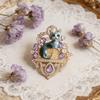 Vintage Enamel Cat Lapel Pin Light Luxury Imitation Rhinestone Brooch  Clothes Decoration