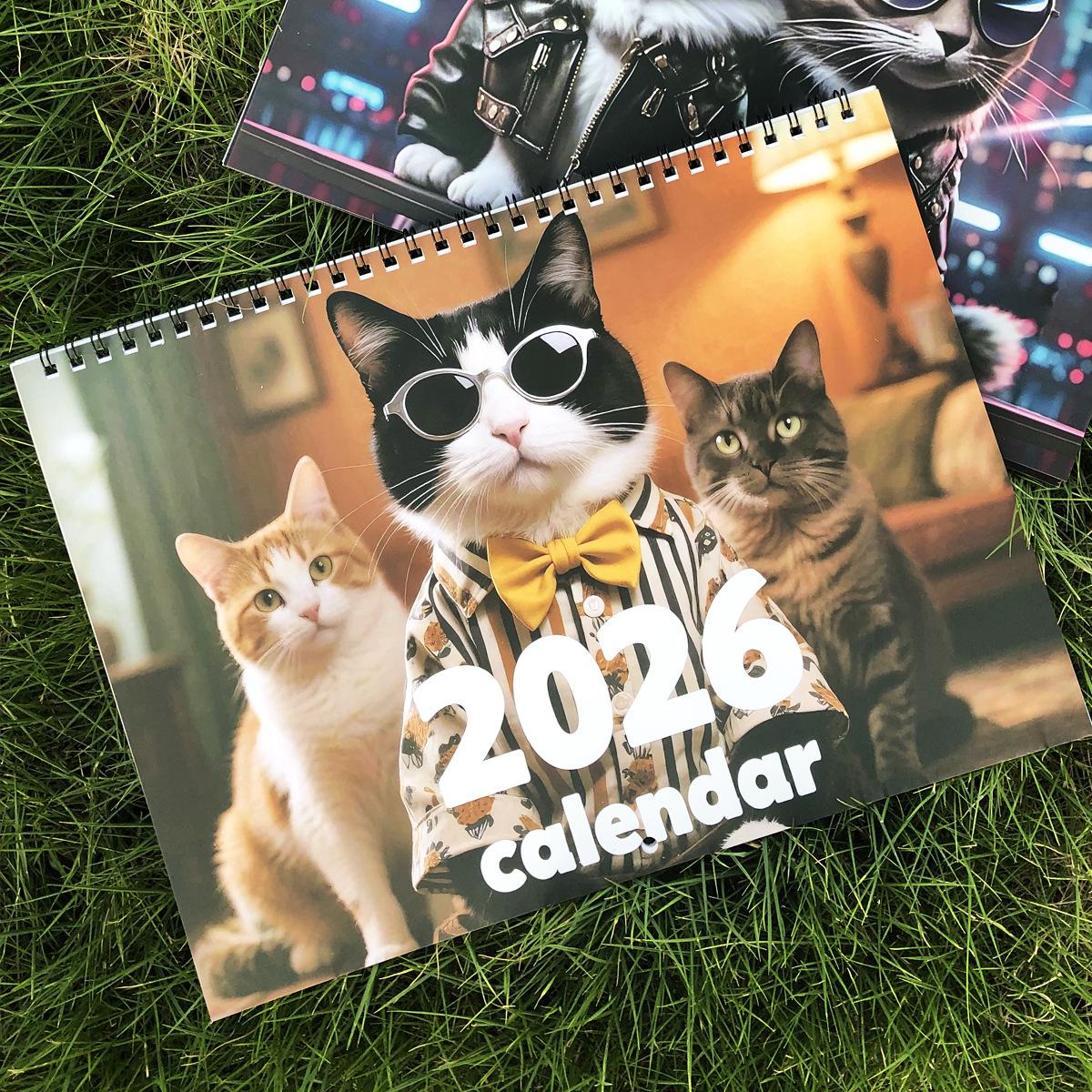 2026 Creative European and American Funny Desk Calendar Cool Cat