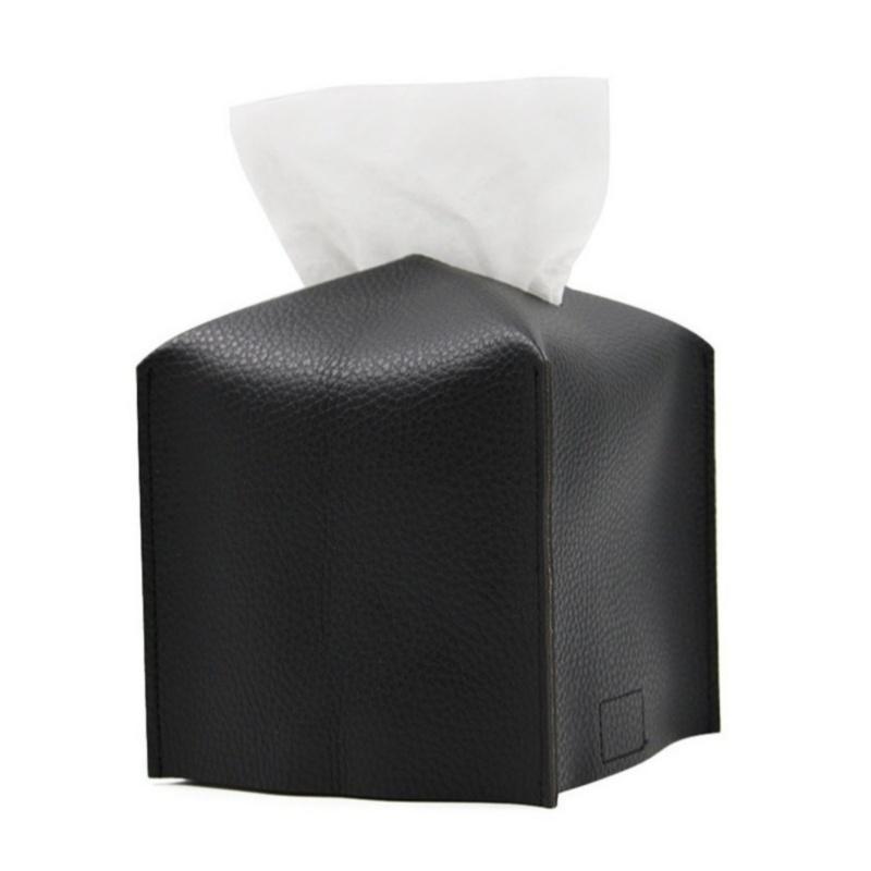 

Leather Tissue Box Cover Square, Beautiful PU Leather Tissue Box Holder Decoration for Bathroom, Home Office, Living Room чёрный