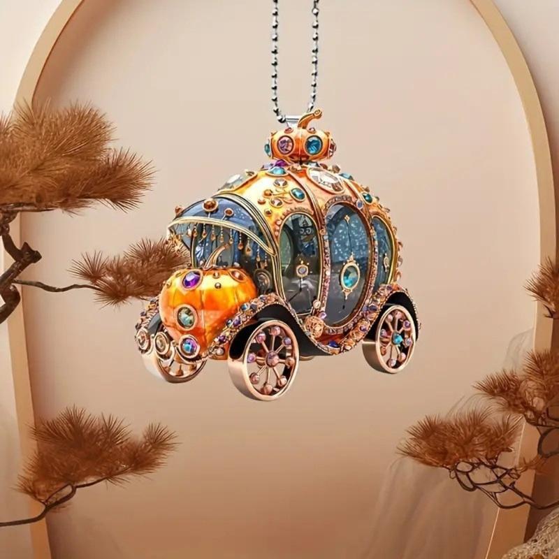 Enchanting Cinderellas Pumpkin Carriages Auto Interior Hanging Ornament Crafted from Acrylic for Gift Giving on Various Holidays