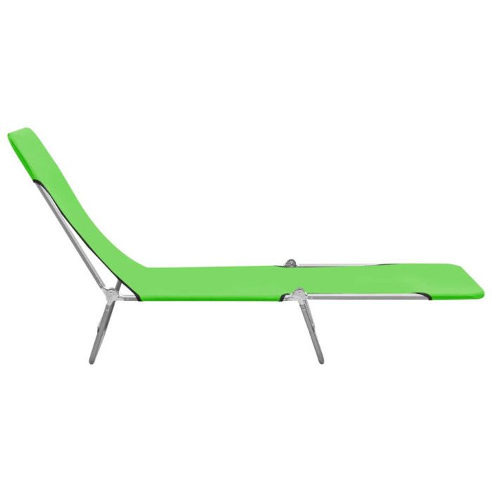VidaXL Chaises longues pliables 2 pcs Acier et tissu Vert