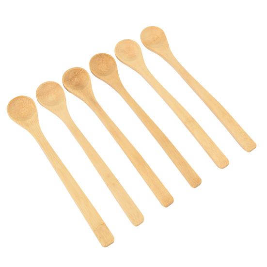 6Pcs/Set Wooden Children Home Long Handle Mini Medicine Tableware Honey Spoon