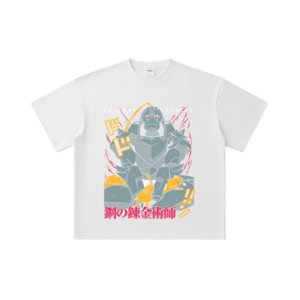 260 GSM Double Yarn 32 Count 100% Cotton Fullmetal Alchemist V4 Alphonse Print Unisex Heavy Cotton T Shirt… More