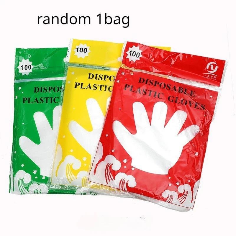

100 шт. в упаковке Одноразовые перчатки из латекса и без пудры Прозрачные полиэтиленовые перчатки для общественного питания Уборка пищевых продуктов Одноразовые перчатки Пластиковые перчатки для уборки