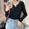 Fall Winter V Neck Knit Top Women Thin Long Sleeve Solid Short Cover Up Slim Sweater Cardigan Coat