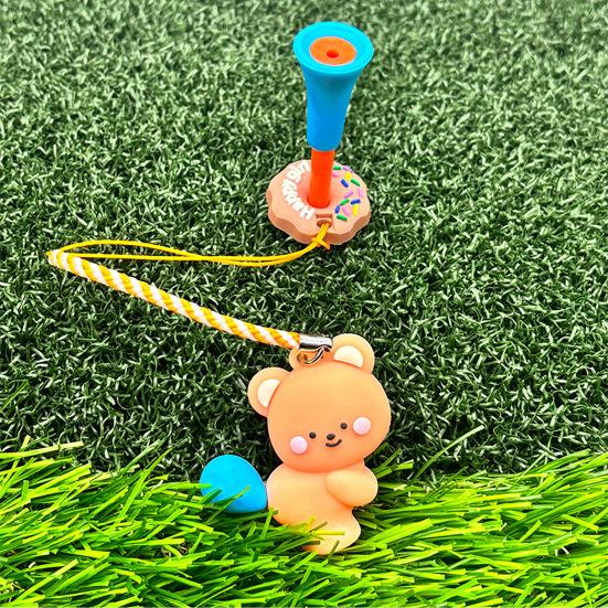 Golf Tee Hanger Donut Shaped Plastic Anti-Lost Ring with Strap Cartoon Animal Pattern Golf Tee Holder for Men Women