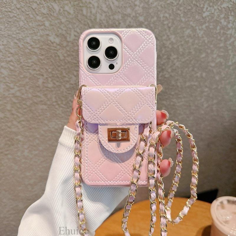 Wallet Case for iPhone 16 14 13 11 12 15 Pro Max Plus 16 Pro PU Leather Metal Crossbody Lanyard Strap Card Bag Hard Cover