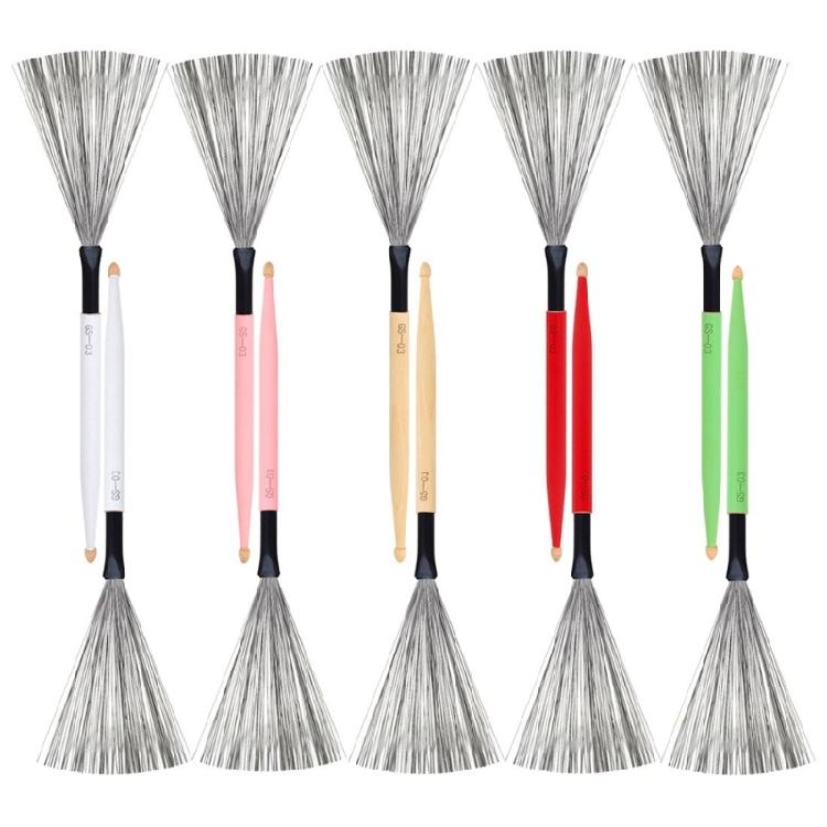 1Pair Double Head Drum Brush Carbon Steel Wire Brush Percussions Drum Stick