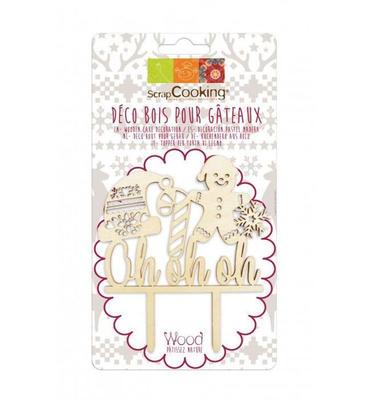 Cake Topper - Ohohoh - Christmas Wooden Decoration - 9 X 13 Cm - Elegant and Festive