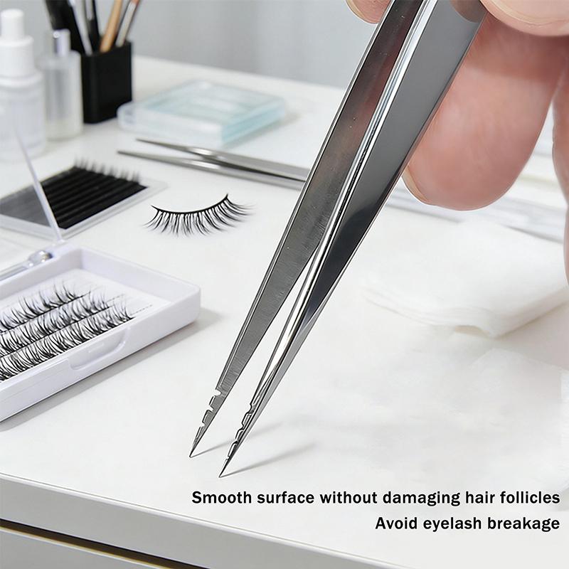 Lash Tweezers Stainless Steel Precision Isolation Eyelash Extension Tweezers Anti-Slip Groove Design Perfect Isolation Eyelash