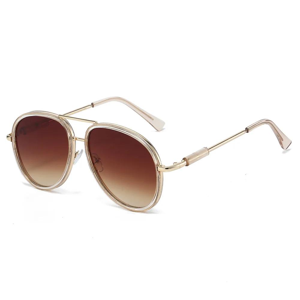  New Fashion Double Bridges Pilot Men Sunglasses Shades UV400 Vintage Gradient Mirror Women Trending Sun Glasses