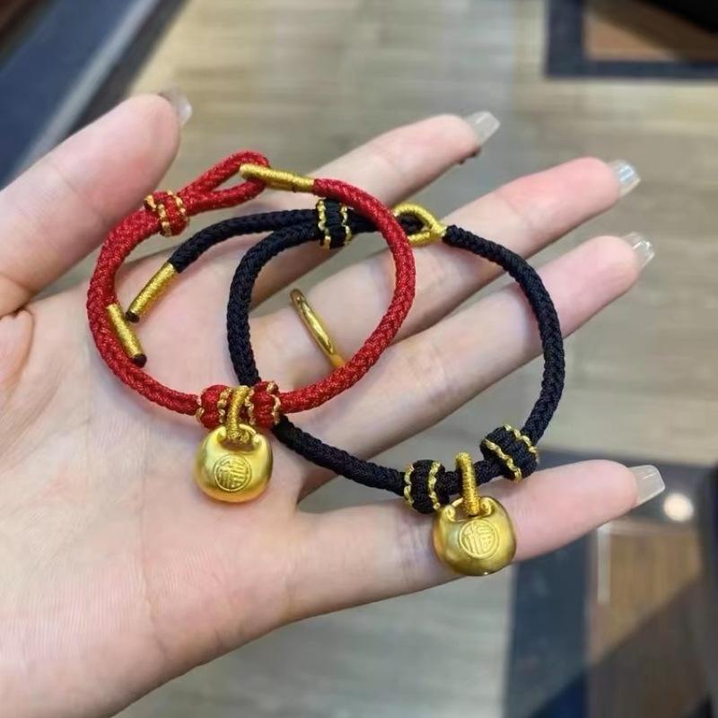 Shuibei 3D Chubby Fu Pendant Charm - 999 Fine Gold Ball Lock Valentine s Day Gift Pure Gold Single