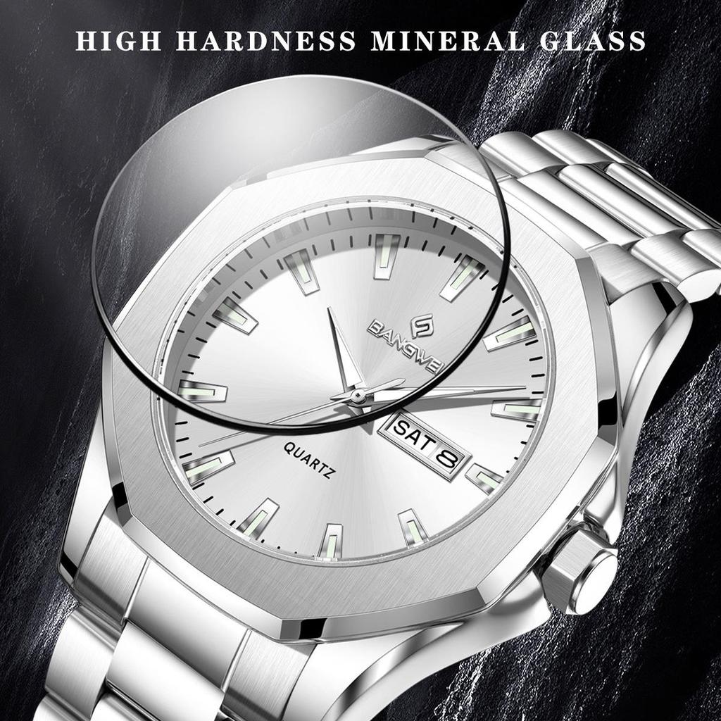 Luxury Men Wristwatch Waterproof Luminous Week Date Casual Man Clock Stainless Steel Quartz Fashion Men's Watches Reloj