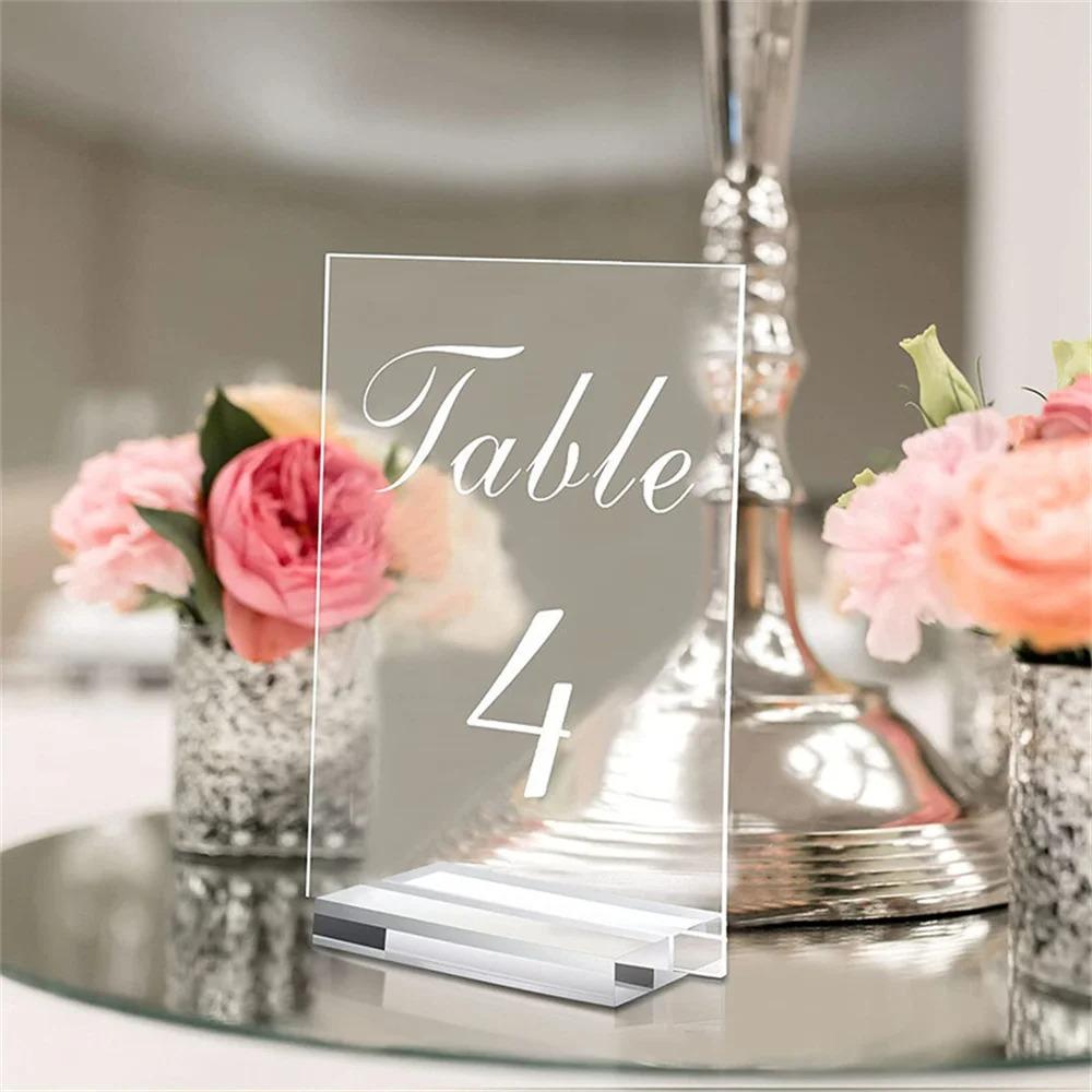 Blank Acrylic Stand Clear Table Number Stands Place Card Holder  Anniversary Celebration