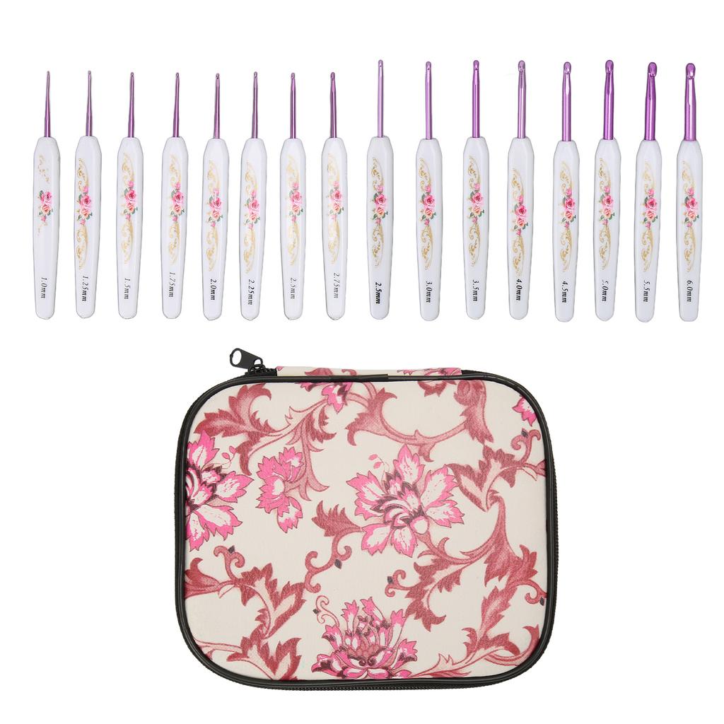 16 Stück Häkelnadeln Set Ergonomisches Häkelnadeln Set Mehrzweck Häkelnadeln mit Etui für DIY Handstricken