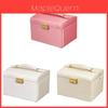 Elegant Leather Jewelry Box With Lock For Rings Earrings And Necklaces Gift For Women