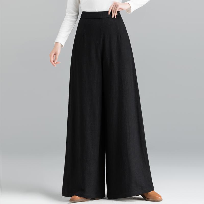Women's High-Waisted Cotton-Linen Wide-Leg Pants, Drapey Loose Fit, 2026 Style