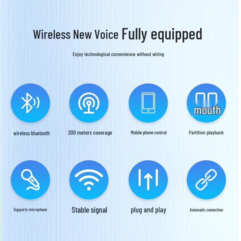SANSUI T8 Smart Bluetooth 1-to-8 Embedded Ceiling Speaker System CN plug (adapter included)