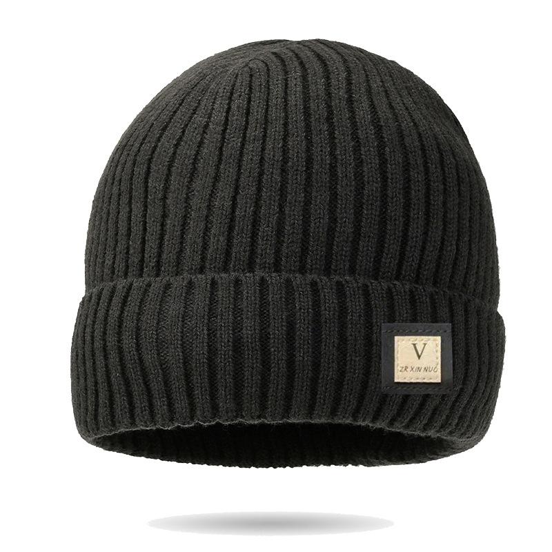 New Men's Knitted Woolen Hat Winter Large Head Circumference Plus Velvet Thickening Warm and Cold Protection Hat