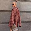 Chemises à carreaux vintage décontractées pour femmes, blouse ample à manches longues boutonnée sur le devant, printemps, surdimensionnée, classique, hauts high street