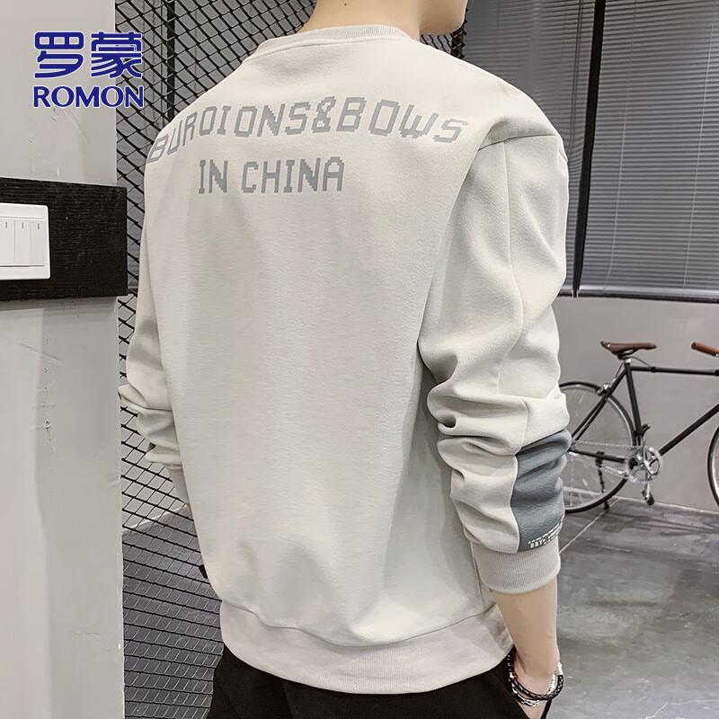 ROMON Men's Casual Round Neck Long-Sleeve Sweatshirt