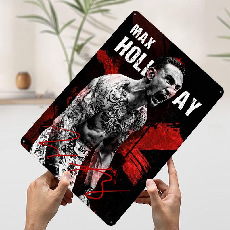 Max Holloway Fighter Portrait Printed Poster Customized Wall Art Retro Vintage Metal Tin Signs for Room Decoration Bedroom House
