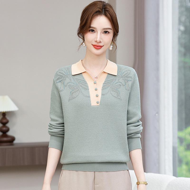 Winter Lapel Knit Sweater - 2024 Fashion for Middle-Aged & Elderly, Fleece-Lined for Autumn/Winter
