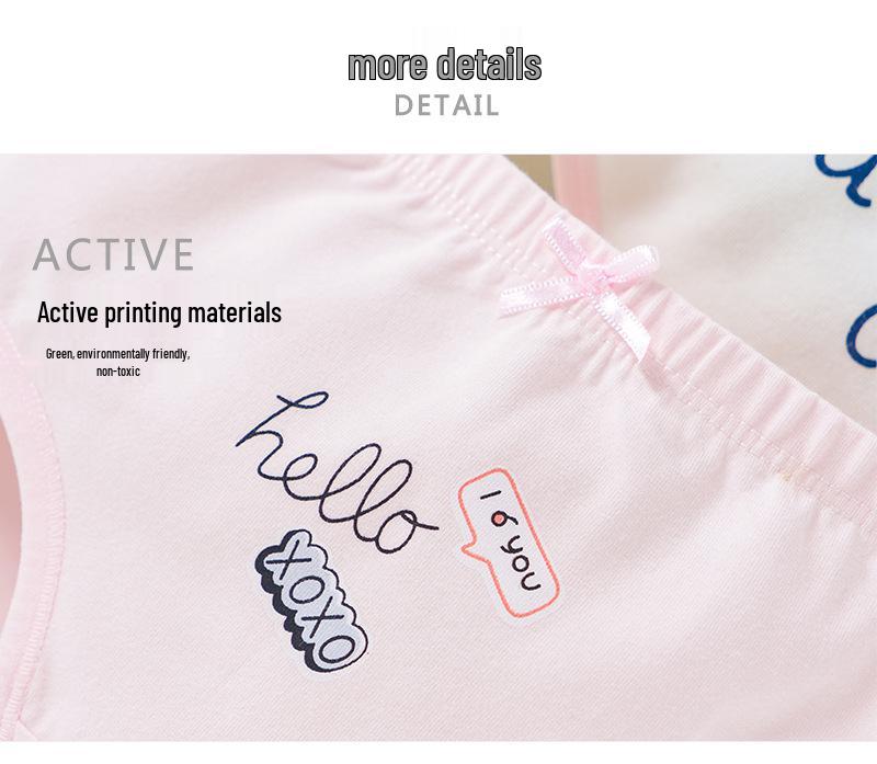 Pure Cotton Girls' Triangle Underwear - 4-Pack for Ages 1-12, Spring/Summer Style