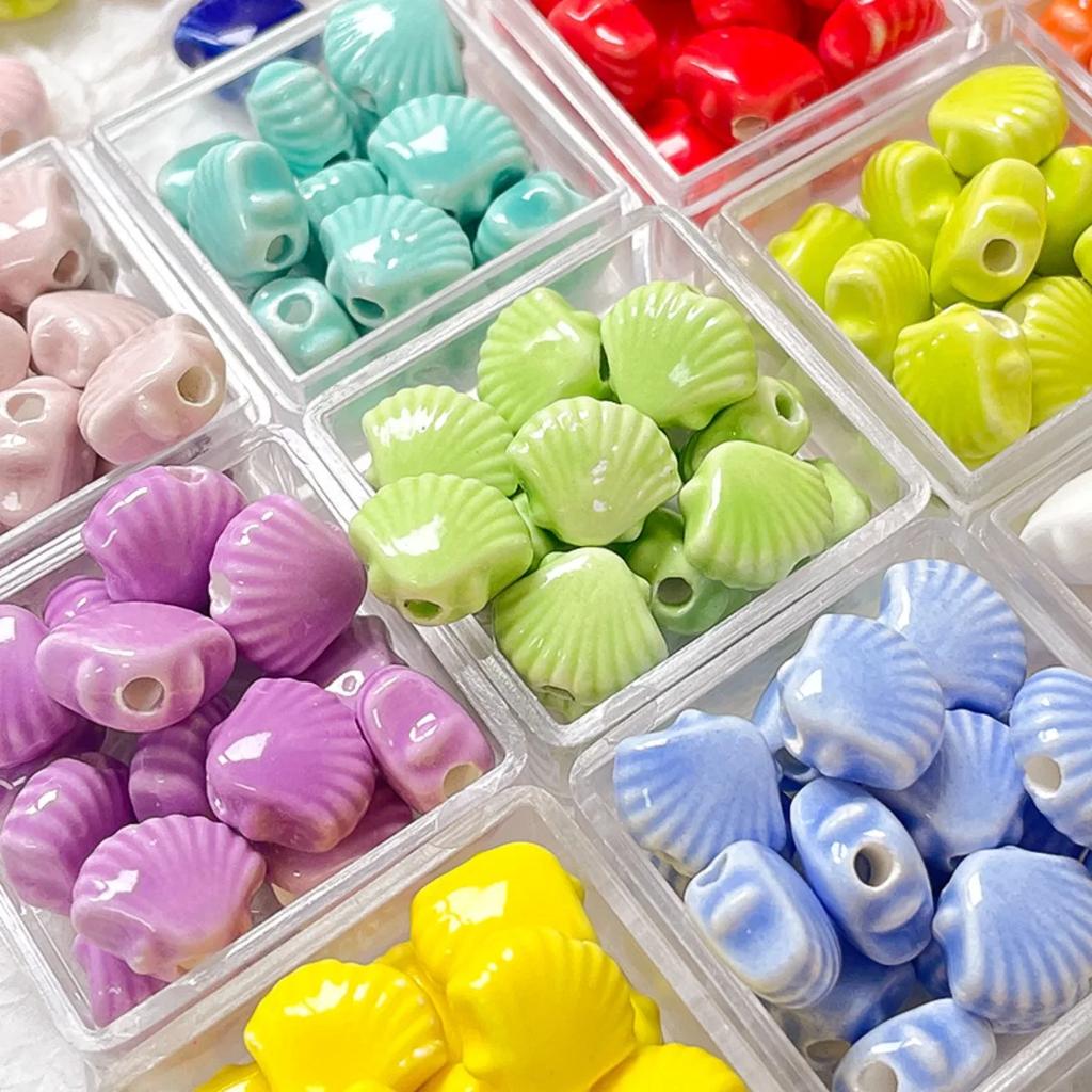 Z33 10pcs 10x12mm Shell Shaped Ceramic New Beads Multicolor Exquisite DIY Handmade Necklace Bracelet Jewelry Trend Accessories