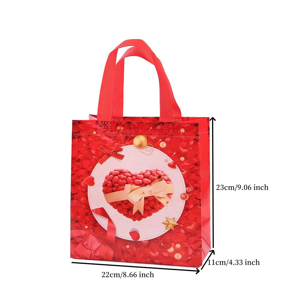 12 Pieces/set, 4 Patterns, 3 Each, Valentine's Day Gift Bag, Non-woven Fabric, Beautiful Love Gift Bag, Foldable, Portable Gift Bag