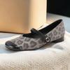 Fashion French Leopard Single Shoes Women Spring and Autumn 2025 New Retro Square Toe Low Heel Mary Jane Shoes