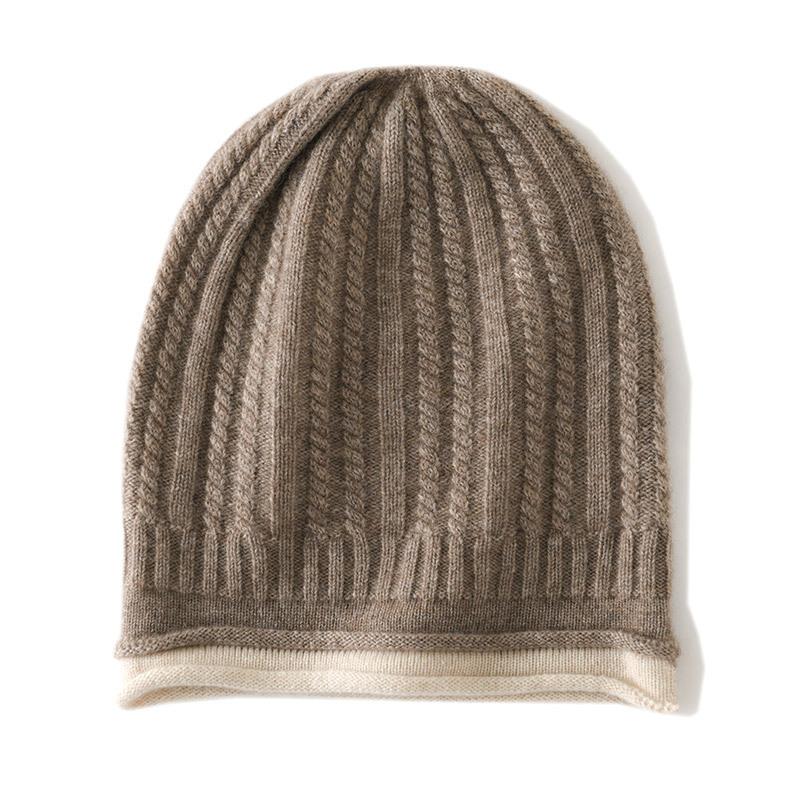 

A New Autumn and Winter Fashion and Casual Women s Ear Protecting Rolled Up and Color Blocked Knitted Hat One size