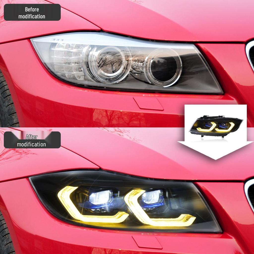 LED Projector Headlight Assembly with Bi-color DRL & Turn Signals for 05-12 BMW 3 Series E90