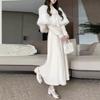 Fluffy French Chic Women's Skirt & Shawl Set – Autumn/Winter High-End Look