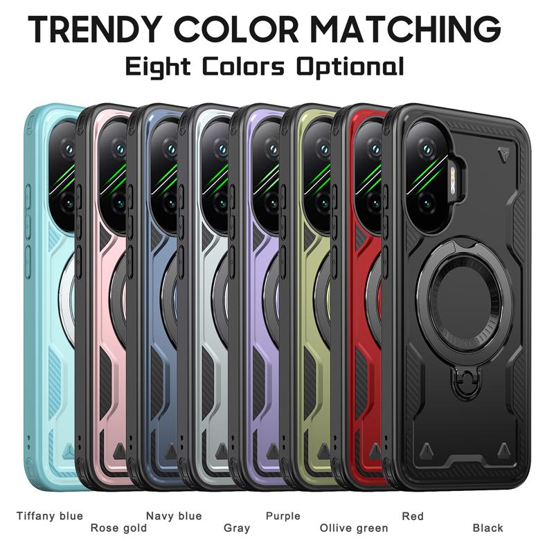 Funda para Xiaomi POCO F7 5G Militar a prueba de caídas PC Duro+TPU 360° Anillo Ajustable Soporte Trasero Cubierta para Little F7